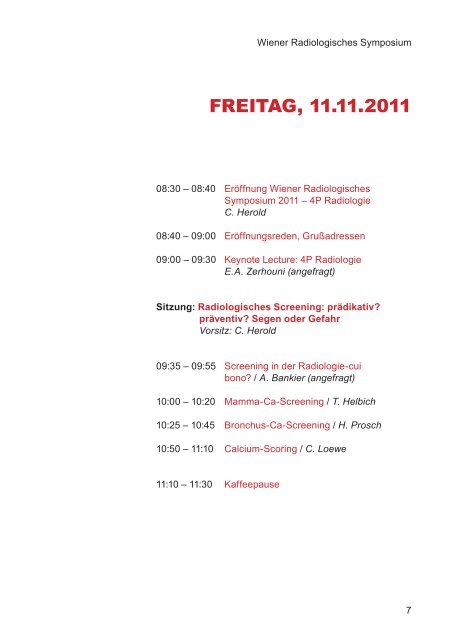 WIENER RADIOLOGISCHES SYMPOSIUM 2011