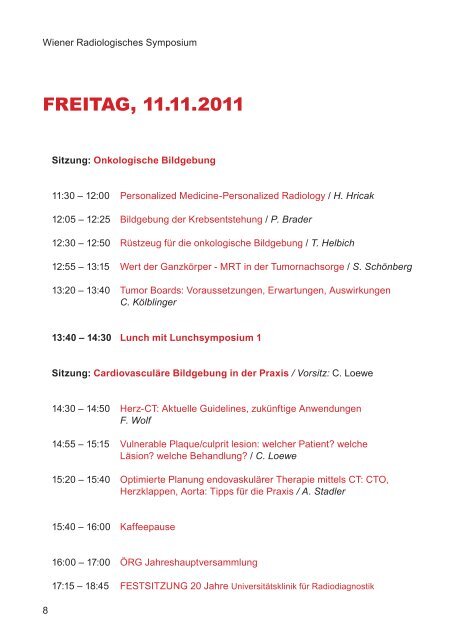 WIENER RADIOLOGISCHES SYMPOSIUM 2011