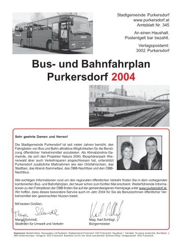 Bus- und Bahnfahrplan Purkersdorf 2004