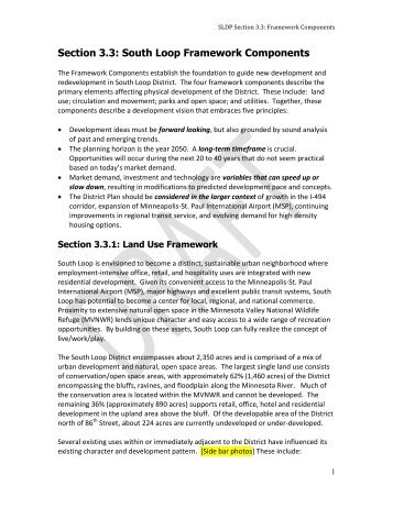 South Loop District Plan Land Use Framework - City of Bloomington