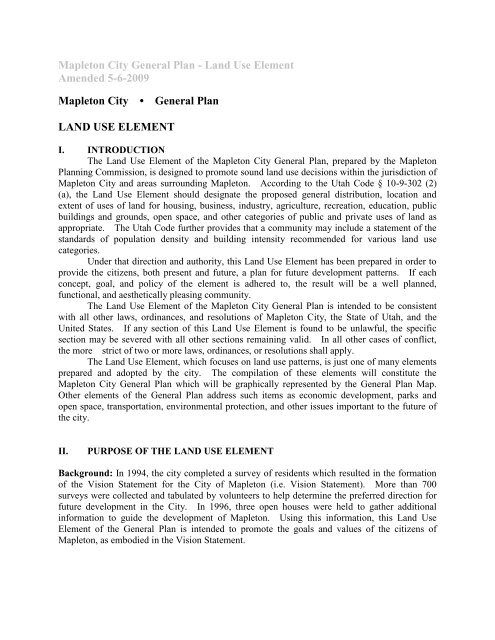 Mapleton City General Plan - Land Use Element Amended 5-6-2009 ...