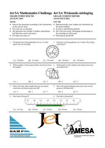 Jet SA Mathematics Challenge Jet SA Wiskunde-uitdaging - AMESA