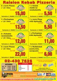 Raision Kebab Pizzeria 02-430 7626 - Pizza-online.fi