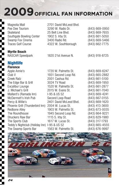 Fan Guide - Speedway Maps, Accommodations, Attractions