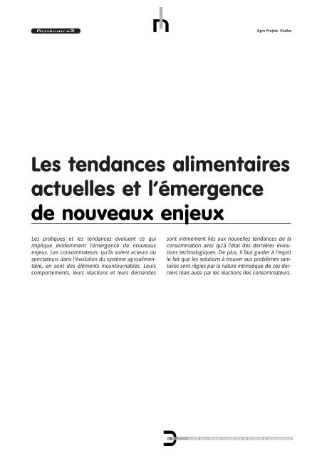 Les Tendances Alimentaires Actuelles Et L Emergence De Nouveaux