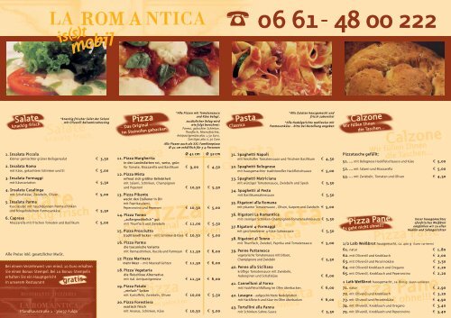 06 61 48 00 222 Ristorante La Romantica