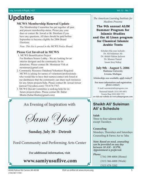 UploadedFiles/newsLetter/July 2006.pdf - MCWS