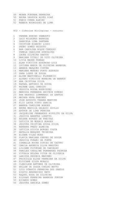 UFTM - Vestibular 2011 Lista de Espera 001 - Biomedicina - integral ...