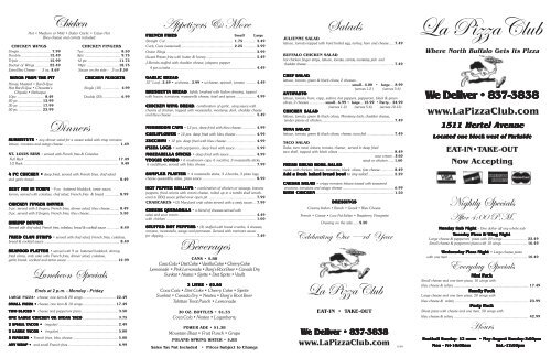 Pizza online club menu