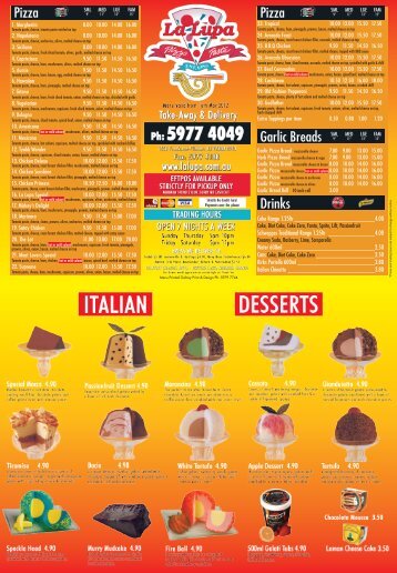 Download Current Menu - La Lupa Pizza & Pasta