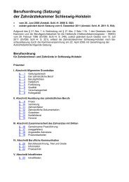 Berufsordnung (Satzung) der Zahnärztekammer Schleswig-Holstein