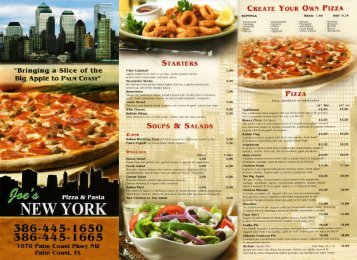 Download our take-out menu - Joe's New York Pizza and Pasta