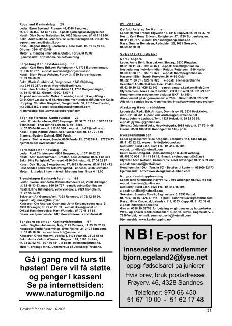 Tidsskrift for KANINAVL - Norges Kaninavlsforbund