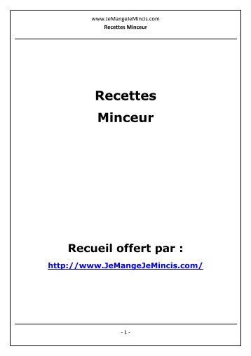 Recettes Minceur - Je Mange, Je Mincis