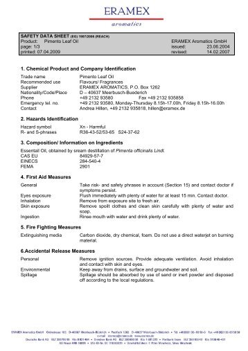 Safety Data Sheet - ERAMEX Aromatics GmbH