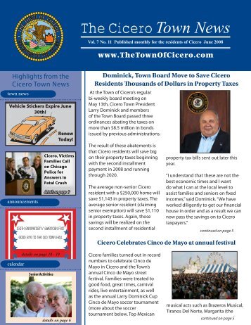Click here to view the Cicero Town News - The Town of Cicero