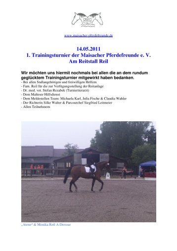 Fotos Trainingsturnier Mai 2011 - Maisacher Pferdefreunde e.V.