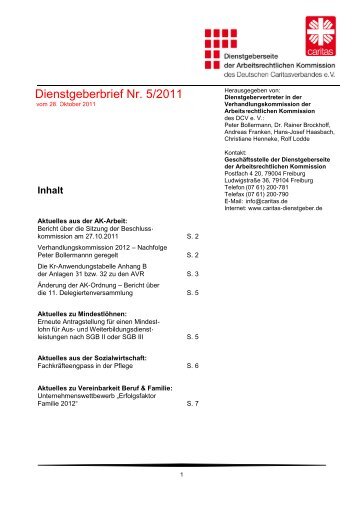 Dienstgeberbrief Nr. 5/2011 - Caritas