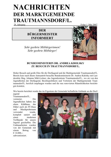 Ausgabe Mai 2007 (1,33 MB) - Trautmannsdorf an der Leitha