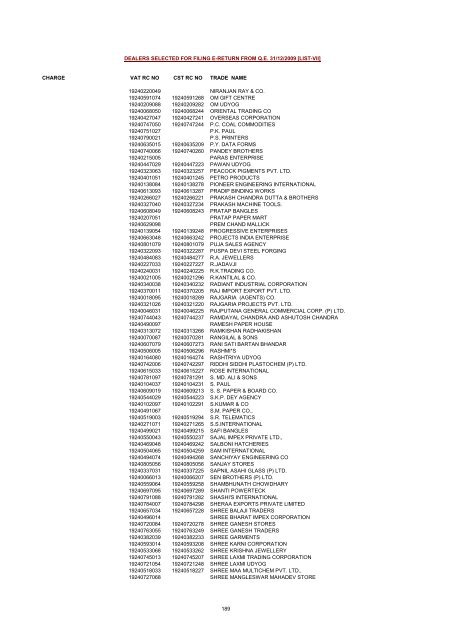 CHARGE VAT RC NO CST RC NO TRADE NAME AMRATALA ...