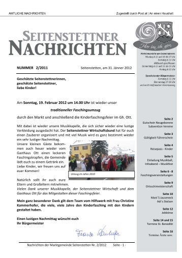 Sonntag, 12. Februar 2012 - Marktgemeinde Seitenstetten