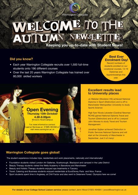 Autumn newsletter 2009 - Warrington Collegiate