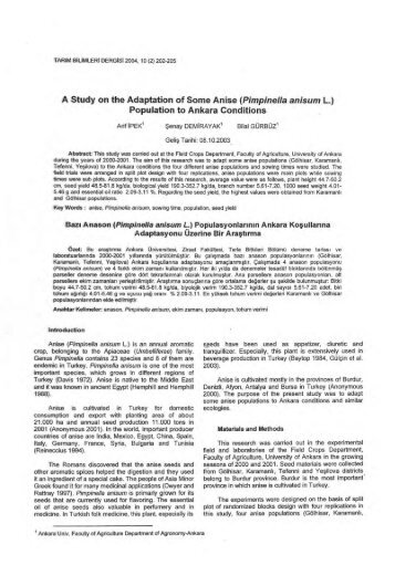 A Study on the Adaptation of Some Anise (Pimpinella anisum L ...