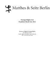 Foreign Rights List Frankfurt Book Fair 2012 - Matthes & Seitz