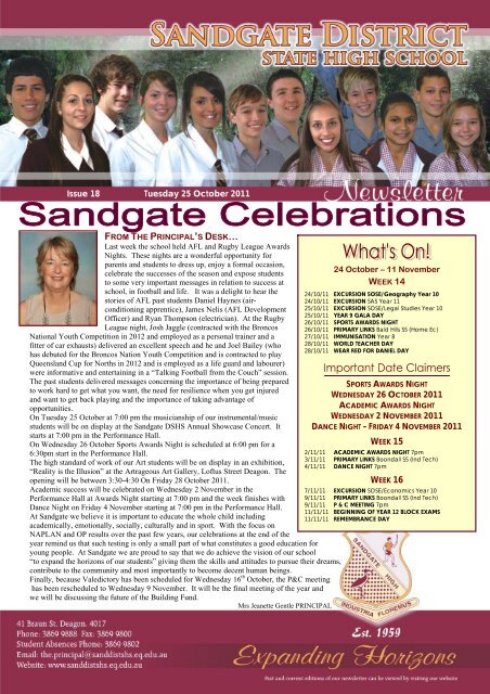Newsletter - 25th October 2011 - Sandgate District State High School