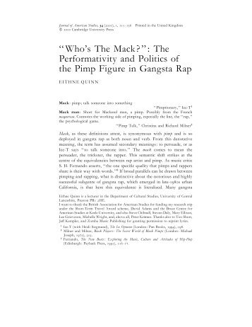 ''Who's The Mack?'': The Performativity and Politics of the Pimp ...