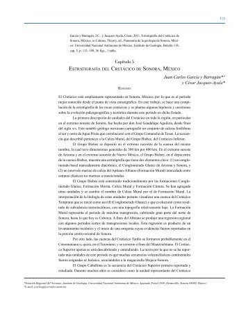 Estratigrafía del Cretácico de Sonora, México - Instituto de Geología ...