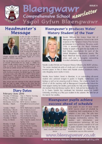 Current Issue (9) - Blaengwawr Comprehensive School