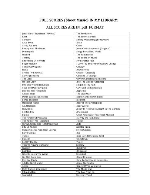 Full Scores In My Library Manhattan Vocal Coach Full Scores In My Library Manhattan Vocal Coach