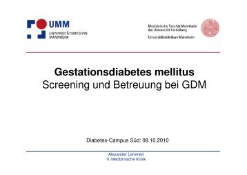 Gestationsdiabetes mellitus Screening und Betreuung bei GDM ...