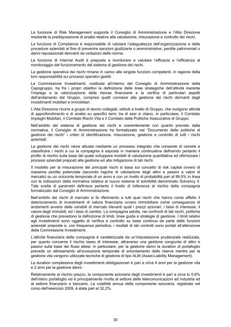 Relazioni e Bilancio Esercizio 2009 - Italiana Assicurazioni