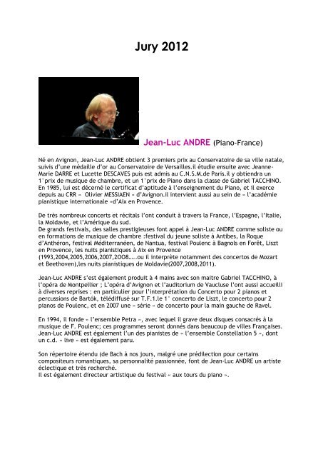 Jury 2012 Jean-Luc ANDRE - Concours international de piano d'Ile ...