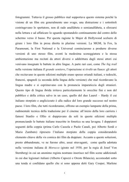 L'inquietante gemello Lineamenti di storia del doppiaggio in Italia