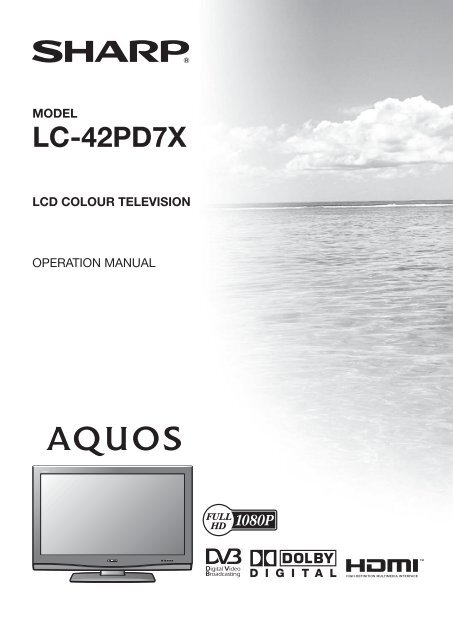 Sharp Aquos Piano Black Lcd Tv Lc42pd7x User Operation Manual