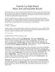 FHS Solo-Ensem Results 2011 - Fond du Lac School District