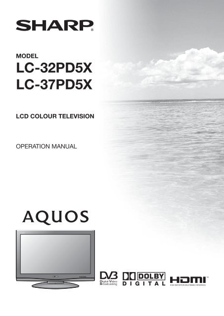 Sharp Aquos Piano Black LCD TV LC37PD5X LC32PD5X User ...