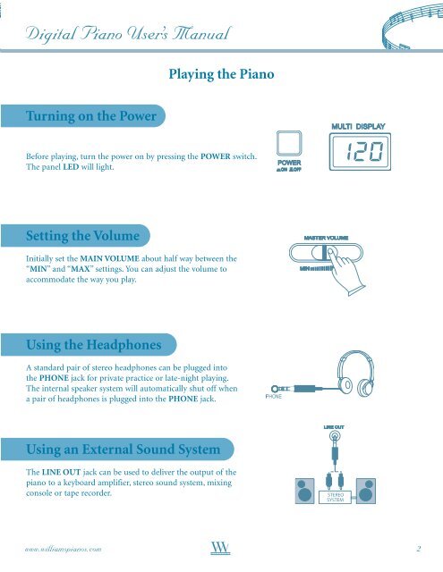 Download Manual - 1.37MB .pdf - Williams Digital Pianos
