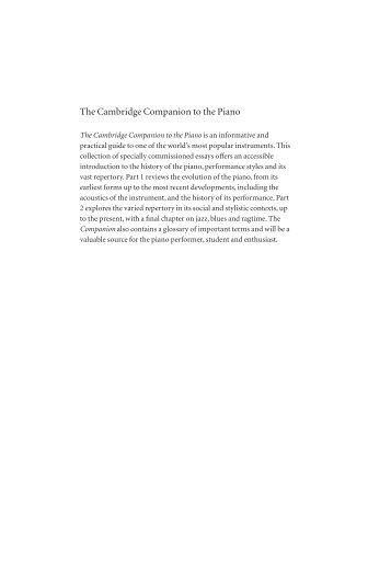 The Cambridge Companion to the Piano - Library of Congress