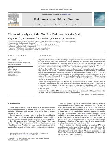 Clinimetric analyses of the Modified Parkinson Activity Scale