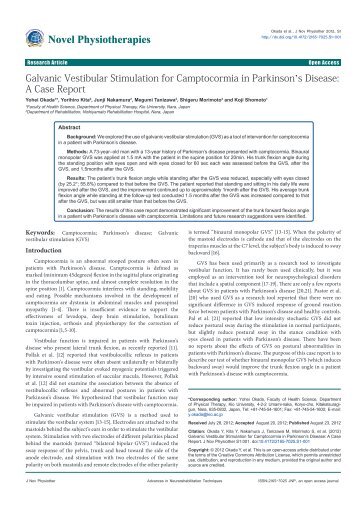 Galvanic Vestibular Stimulation for Camptocormia in Parkinson's ...