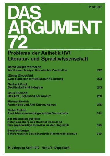 Das Argument 72 - Berliner Institut für kritische Theorie eV