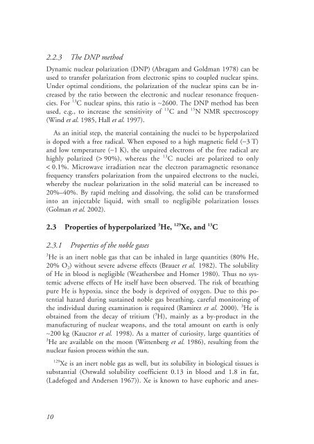Hyperpolarized Nuclei for NMR Imaging and Spectroscopy - Lunds ...