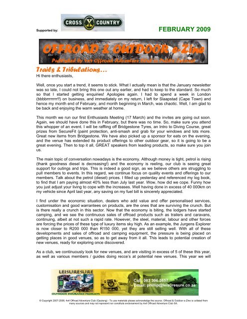 OFFROAD &amp; OUTDOOR e-Zine - 4x4 Offroad Adventure Club ...