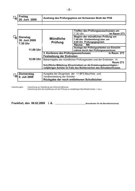 Info für die Schüler der 11 BFS Bau/Holz - Philipp-Holzmann-Schule