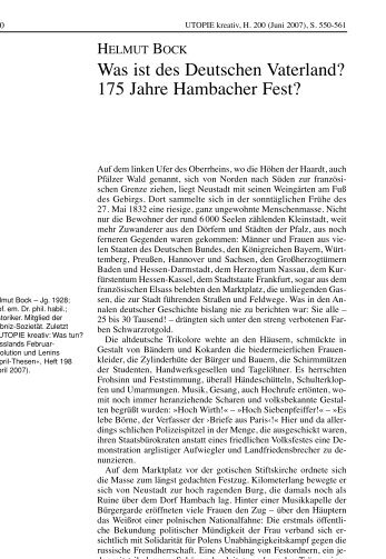 Was ist des Deutschen Vaterland? 175 Jahre Hambacher Fest?