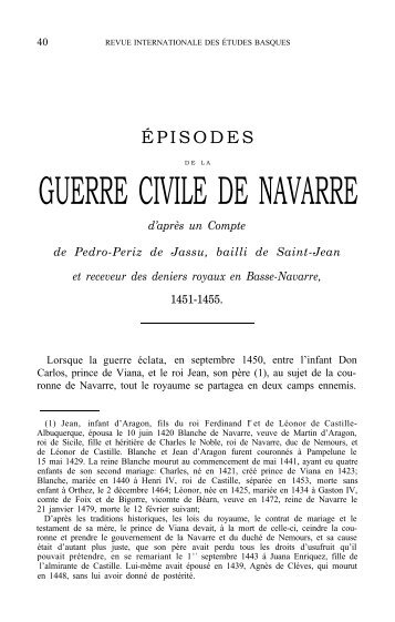Episodes de la guerre civile de Navarre: d' après un Compte de ...